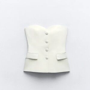 Zara White Strapless Top